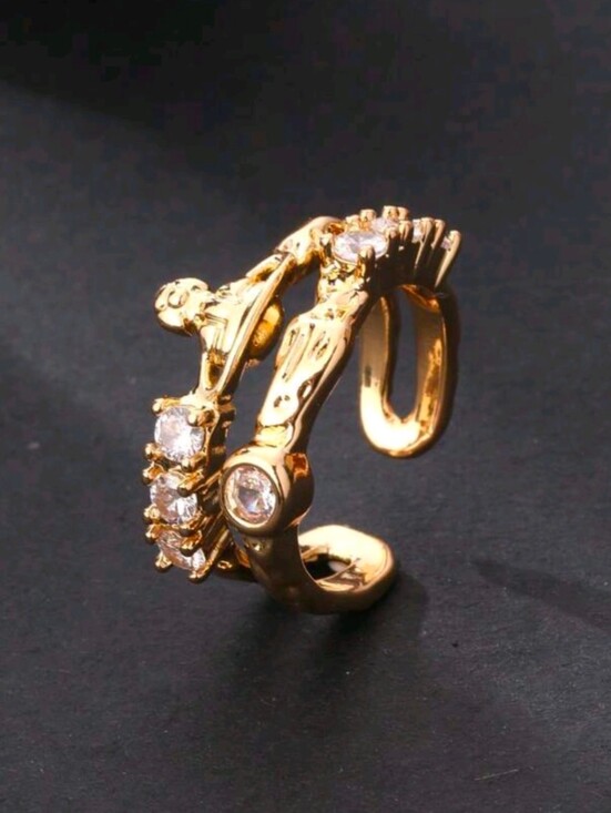 Fashion Jewelry Jewelry - Fashion Unique Gold Crystal Open Band Ring